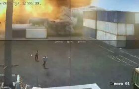انتشار اولین تصاویر دوربین مداربسته ازلحظه آغاز آتش‌سوزی در بندر شهید رجایی